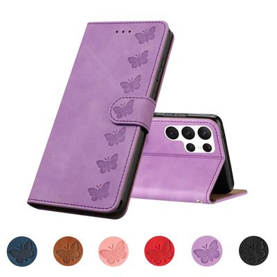 Чехол-книжка-кошелек для телефона Samsung Galaxy S23 S22 Ultra S21 Plus S20 Fe S10 S10e S9 S8 S7 S6 S5 S4, кожаный чехол с бабочкой