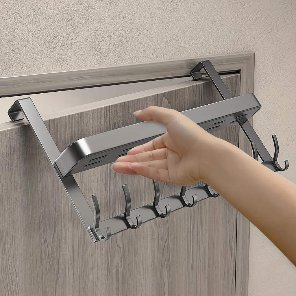 Space-Saving Over-the-Door Hook Rack, Durable Carbon Steel Organizer for Towels, Coats & Accessories - Perfect for Bedroom & Bathroom Storage