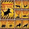 Warning Tin Sign Beware of The Cat Vintage Plaque Metal Plate Retro Wall Art Posters for Garden Bar Pub Iron Painting Decoration