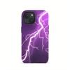 Purple lightning pattern 2-in-1 phone case suitable for iPhone 17 16 15 14 13 12 11 Pro/Max/Plus anti drop and shockproof