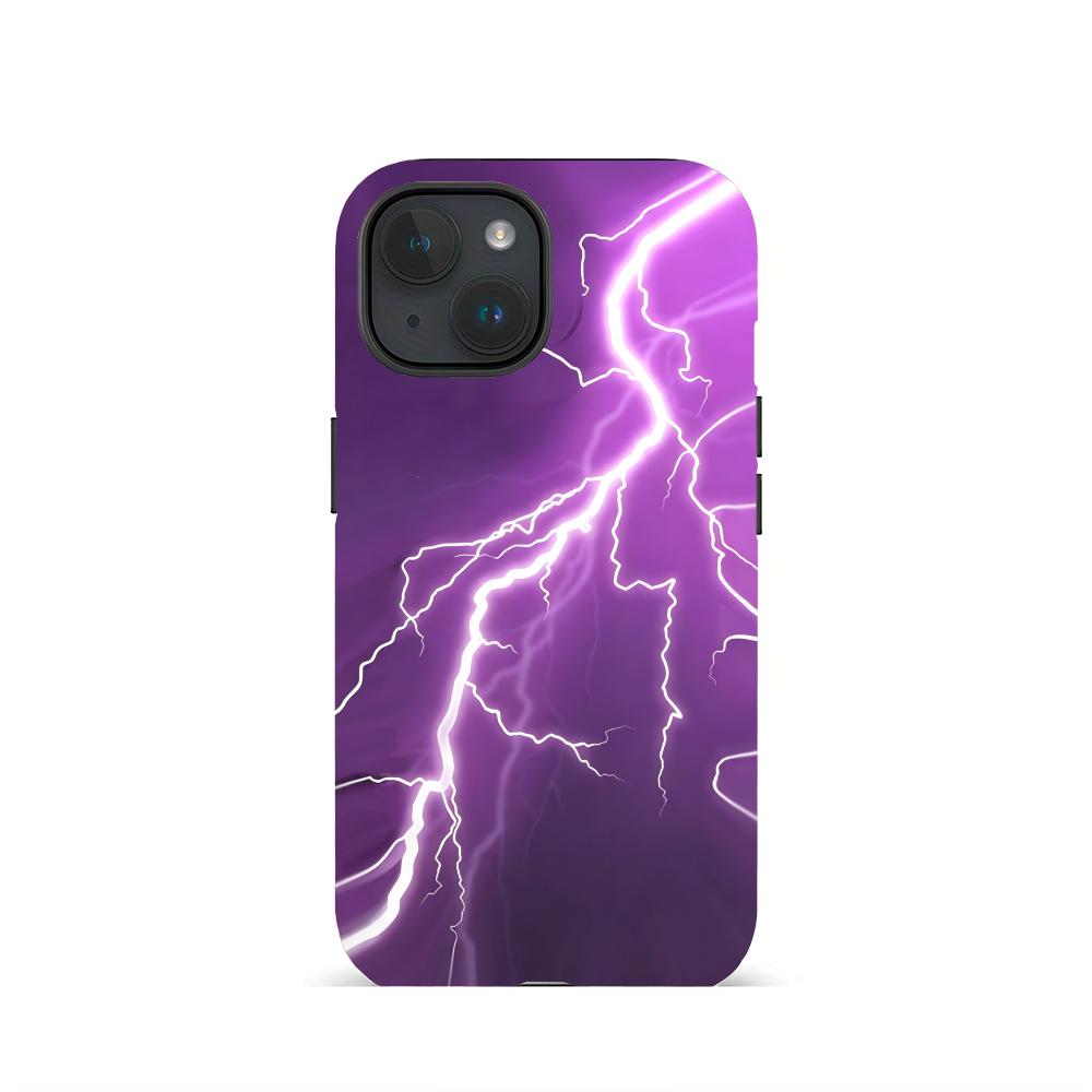 Purple lightning pattern 2-in-1 phone case suitable for iPhone 17 16 15 14 13 12 11 Pro/Max/Plus anti drop and shockproof