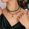 European and American Christmas Snowman & Cane Necklace Set - Beaded Clavicle Chain Jewelry