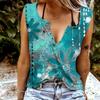 Женские майки, сексуальные летние топы без рукавов с v-образным вырезом, жилет с 3D граффити и цветочным принтом, крутые легкие топы