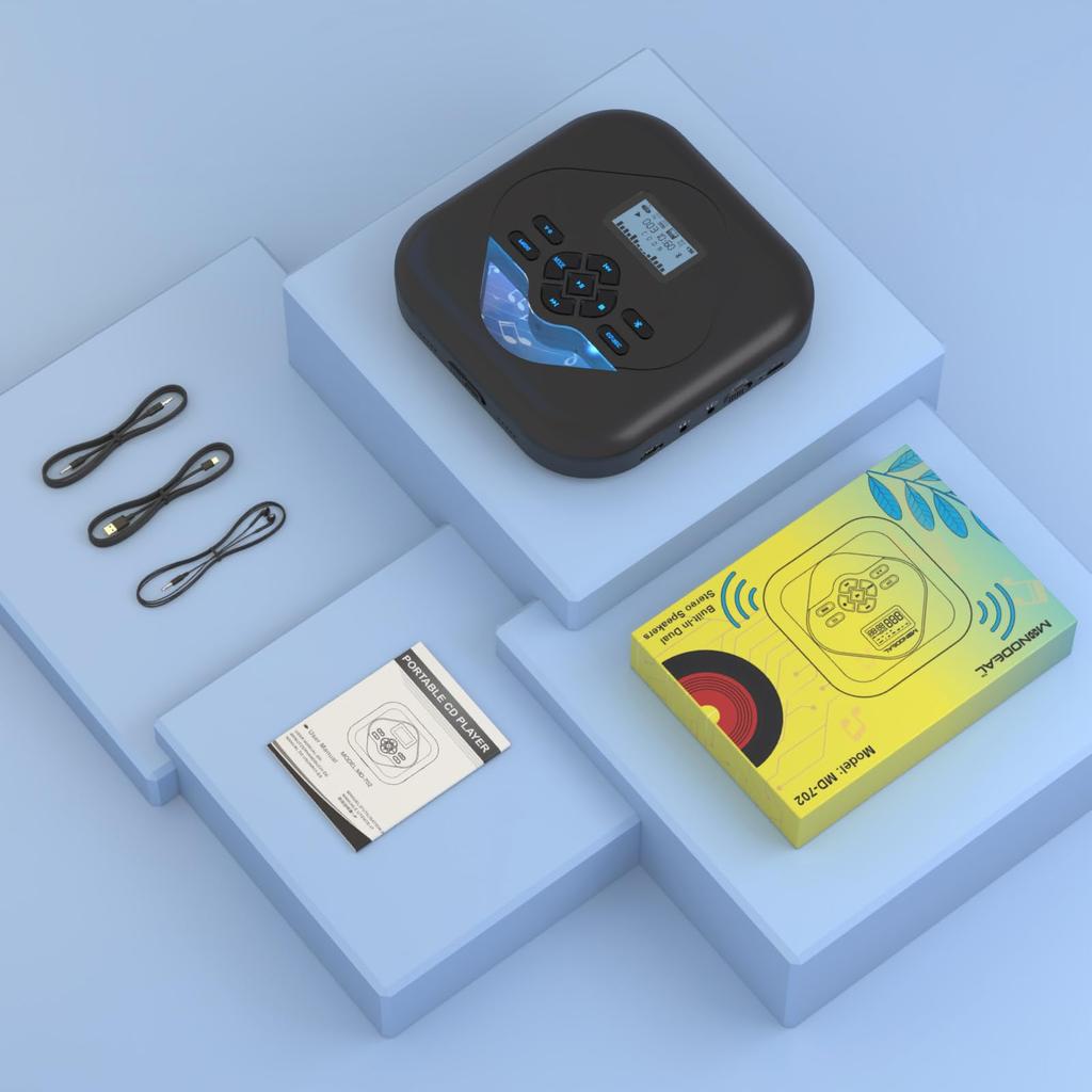 MONODEAL CD Bluetooth Equipped with ASP Sound Skip 5EQ Program 32GB TF Card Earphone Ideal for Language Music and Fetal Compact Convenient To Player,