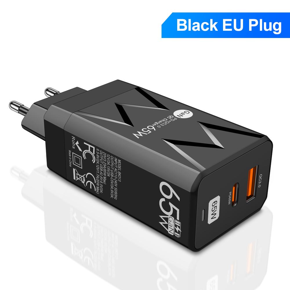 PD Fast Charging 65W GaN Type C QC 3.0 Quick Charger Wall Adapter For iPhone iPad Xiaomi Samsung EU/US/KR Plug