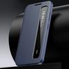 Синий кожаный чехол Samsung Galaxy S26 Plus с окном Smart View