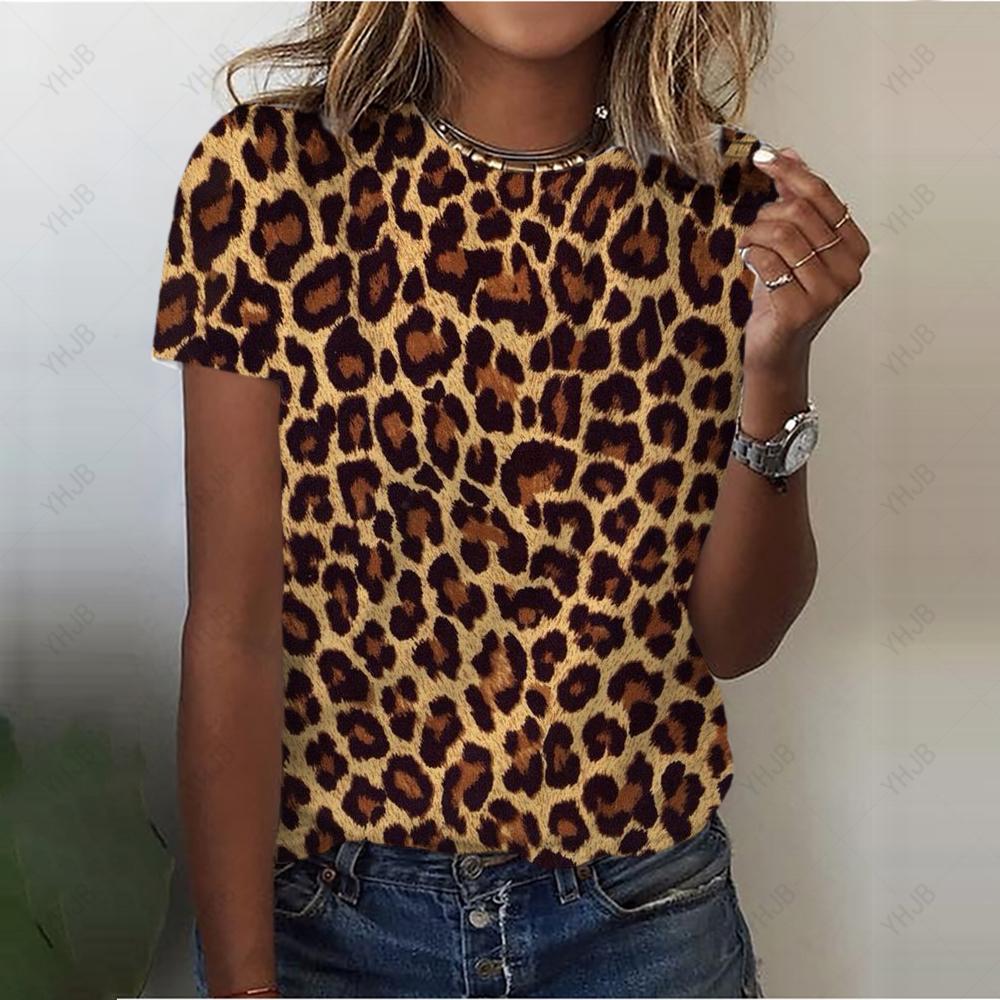 Сексуальная футболка для женщин, модные повседневные шорты с леопардовым принтом, футболка с рукавами для девочек, красивые уличные футболки, футболка с круглым вырезом для женщин