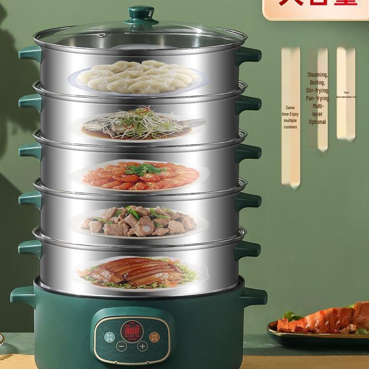 Интеллектуальная многоуровневая электрическая пароварка: Большая емкость, трехслойный, для многофункционального домашнего использования