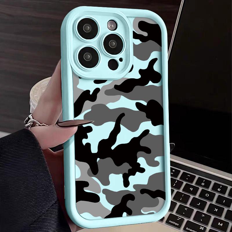 Мягкий чехол из ТПУ с камуфляжным рисунком для iPhone 17e 17 Pro 16 15 14 13 12 Pro Max Plus 16e11 Ударопрочный силиконовый чехол для телефона Fundas
