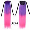 Colorful Ombre 2 Tone Cosplay Ponytail Hair Extension Body Wavy Fake One Piece Clip In Tie Up Pony Tail Dark Green/Green
