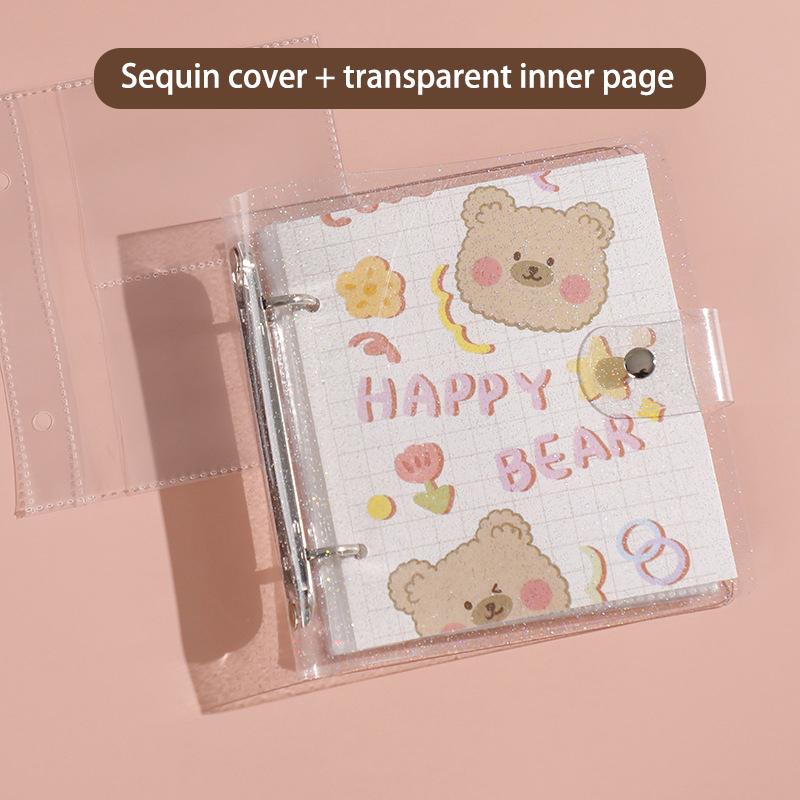 3 Inch Polaroid Photo Album Cute Bear Transparent Jewelry Small Card Collection Storage Book Mini Loose Leaf