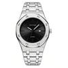 Mens Luminous Waterproof Watch Octagonal Analog Quartz Wrist Watch with Date Display