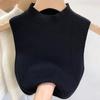 Women Knitted Vest Tops Slim Fit Half-High Collar Sleeveless Top Solid Color Stretchy Knit Blouse Daily Wear
