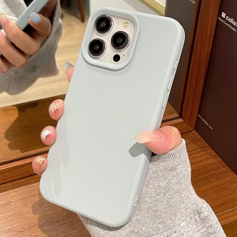 Soft Korean Ins Style Solid Color Suitable for Apple 17pro Max Mobile Phone Case Iphone16 Silicone 15 Soft Sleeve 13