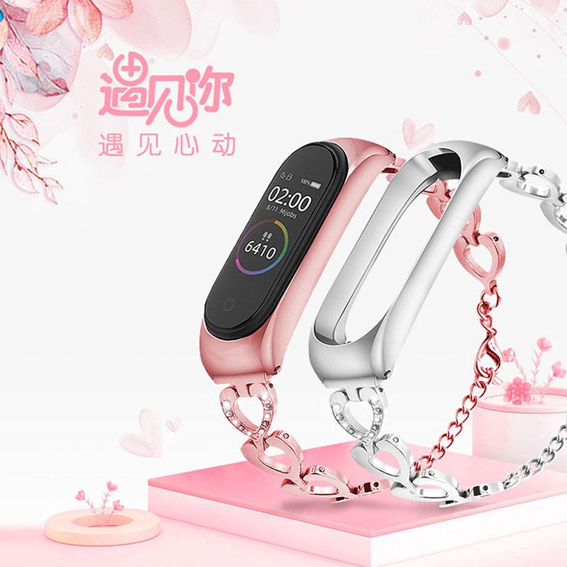Ремешок для Mi Band 3 4 5 6 7 из нержавеющей стали Xiaomi Mi 6 5 4 3 Регулируемый ремешок для часов Браслет на запястье Аксессуары для умных часов для женщины, жены, дочери