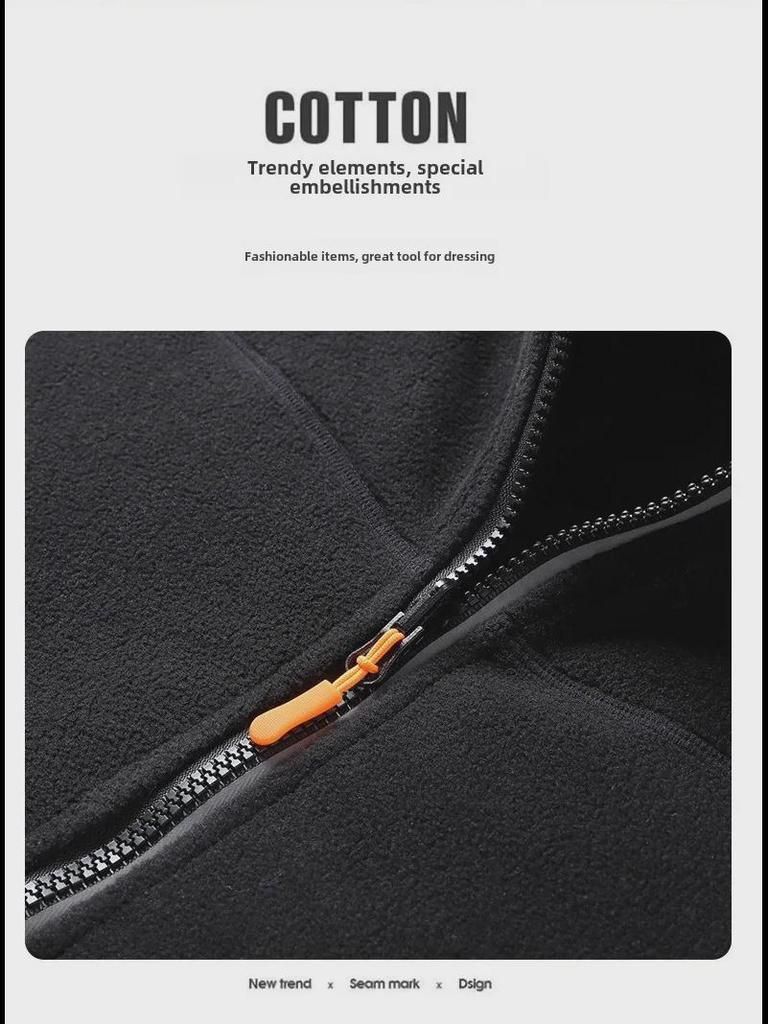 Double-Sided Coral Fleece Jacket - Multi-Color Couple's Autumn/Winter Top