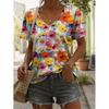 Женская футболка с ярким цветочным принтом - Повседневный топ с круглым вырезом и коротким рукавом для лета, Стильный и удобный