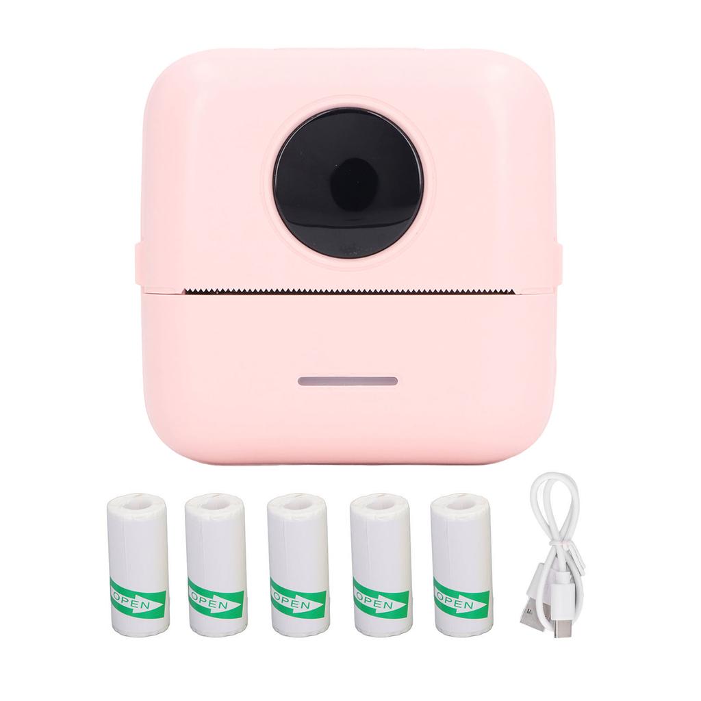 Карманный термопринтер Bluetooth высокой четкости портативный мини-принтер для QR-кода этикетки розовый