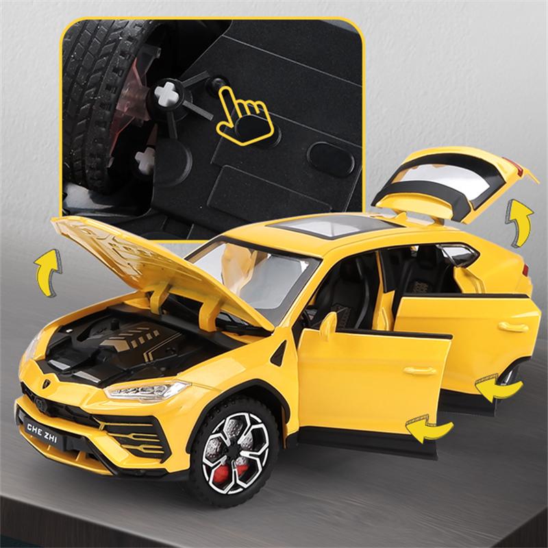 1/24 Lamborghini URUS Bison SUV литая спортивная модель автомобиля литые металлические внедорожники имитация модели автомобиля звук и свет детские игрушки подарок