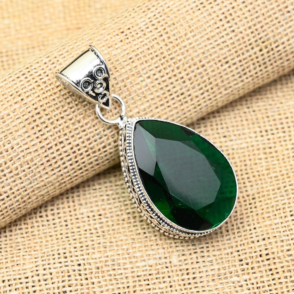 Ослепительный хром-диопсид драгоценный камень ручной работы из стерлингового серебра 925 пробы ювелирный кулон для женщин