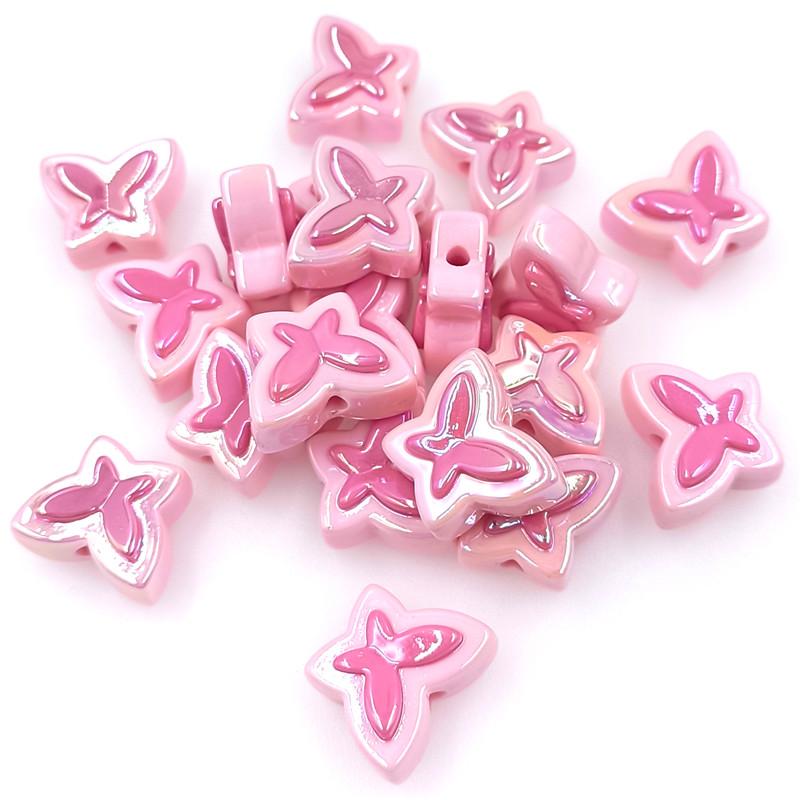 Butterfly Loose Beads Bracelet Necklace UV Plated Jewelry Accessories Three-dimensional 5pcs Creative Beaded Material Dazzle Two Color