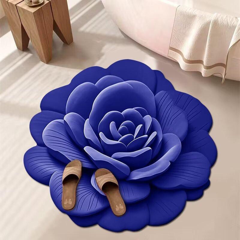 3D Цветочный Ковер Ванная Комната Впитывающий Бытовой Противоскользящий Грязеотталкивающий Легкий в Уходе Коврик для Ног