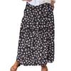 Women Casual Loose Boho Elastic Waist A-Line Beach Flowy Swing Vacation Maxi Skirt With Pocket