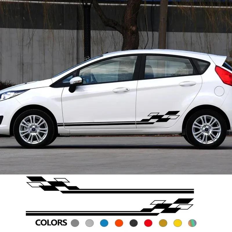 Виниловые наклейки на боковые юбки дверей автомобиля для Ford Fiesta MK6 MK7 Mk8 6 7 ST Автомобильные графические наклейки для декора Тюнинг Аксессуары