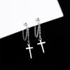 100% 925 Sterling Silver Tassel Cross Stud Earrings For Women Kids Korean Wedding Jewelry Hypoallergenic