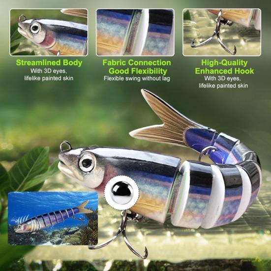 13.5CM/19G Multi-Jointed Fishing Lure with Hooks Slow Sinking 8-Section Swimbait Bionic Hard Artificial Bait Freshwater Saltwater Fishing Accessories