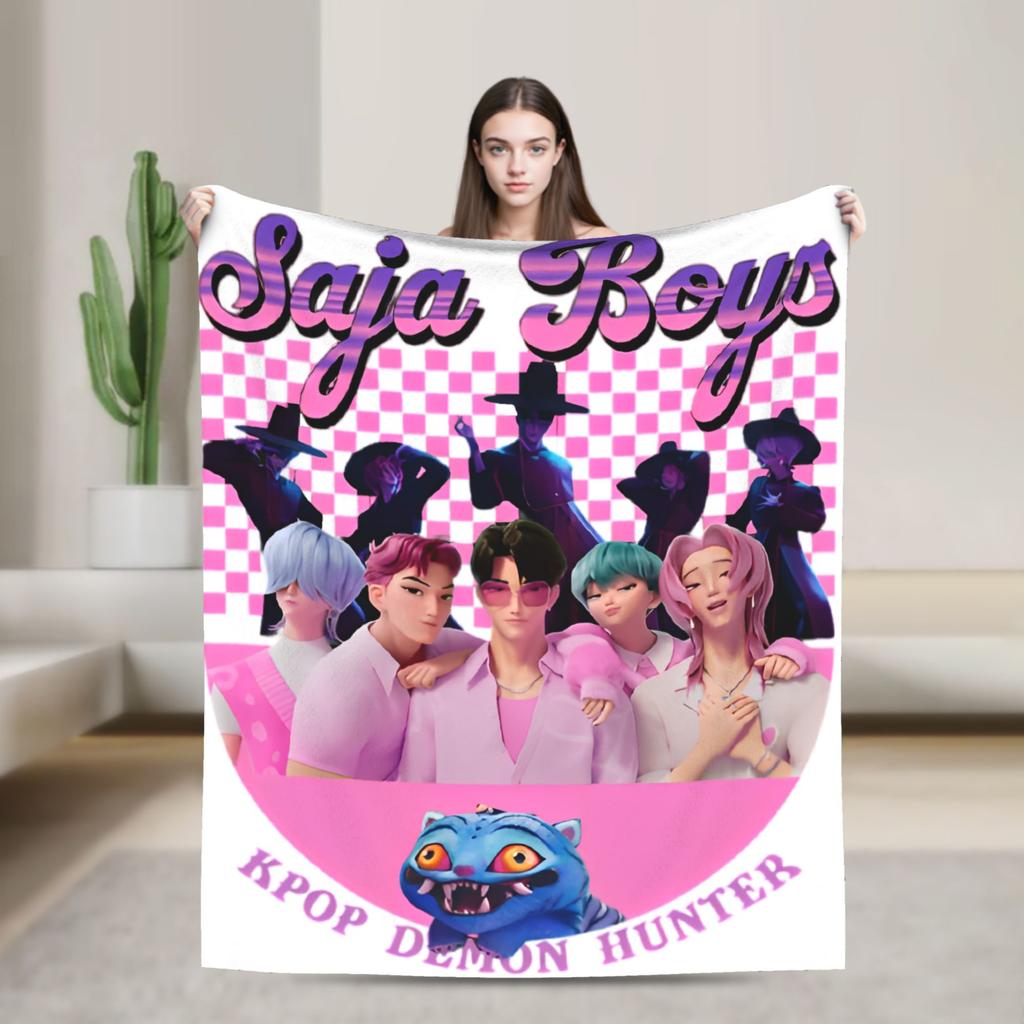 K-pop Охотники на демонов Huntrix Одеяло Фланелевое Смешное Дышащее Плед для домашнего текстильного декора