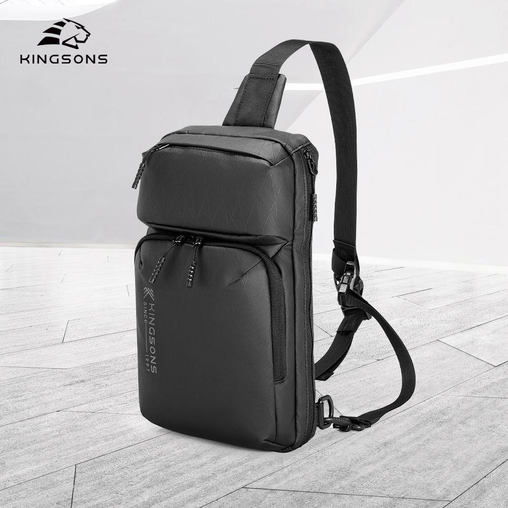Мужская сумка через плечо Kingsons, водонепроницаемая нагрудная сумка 2025 года, новый лаконичный дизайн, деловая сумка-слинг для планшета 9,7 дюйма, черная KS3336W