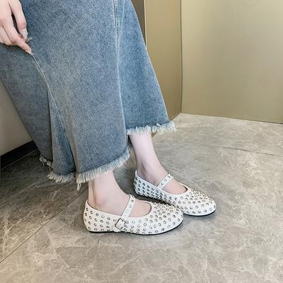 Модная женская обувь на плоской подошве Летняя обувь с мягкой подошвой Повседневная обувь с неглубоким вырезом для женщин Кроссовки Уличная обувь Пряжка Стразы Женская обувь Большой размер 42