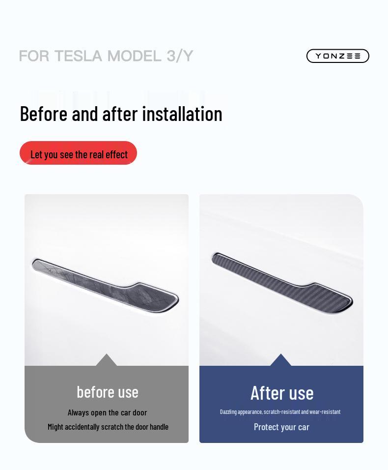 Декоративная накладка на ручку двери Tesla Model 3/Y/YL с текстурой под карбон