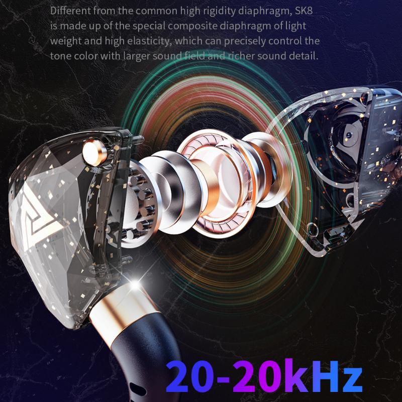 QKZ SK8 Heavy Bass Гарнитура Управление линией компьютерной игры с движением пшеницы Наушники-вкладыши