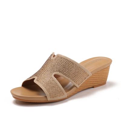 Крутые тапочки, женская летняя мода, обувь на толстой подошве, увеличивающая рост, покатые каблуки, модные полутапочки