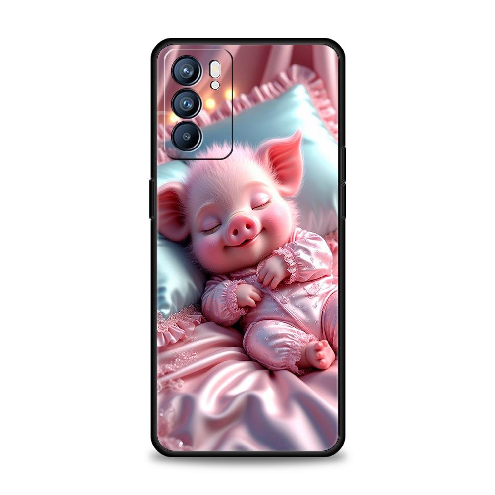 Милый Чехол для Телефона в Виде Свинки Для Oppo A17 A31 A54 A57 A78 A79 A98 Find X5 X6 Reno 6 7 8 10 11 12 13 F Pro 5G Мягкий ТПУ Чехол Fundas Capas