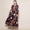 Богемное длинное платье с цветочным принтом для женщин, модное, с V-образным вырезом, длинным рукавом, свободное, макси. Женское 2026, шикарное платье для отпуска, халаты