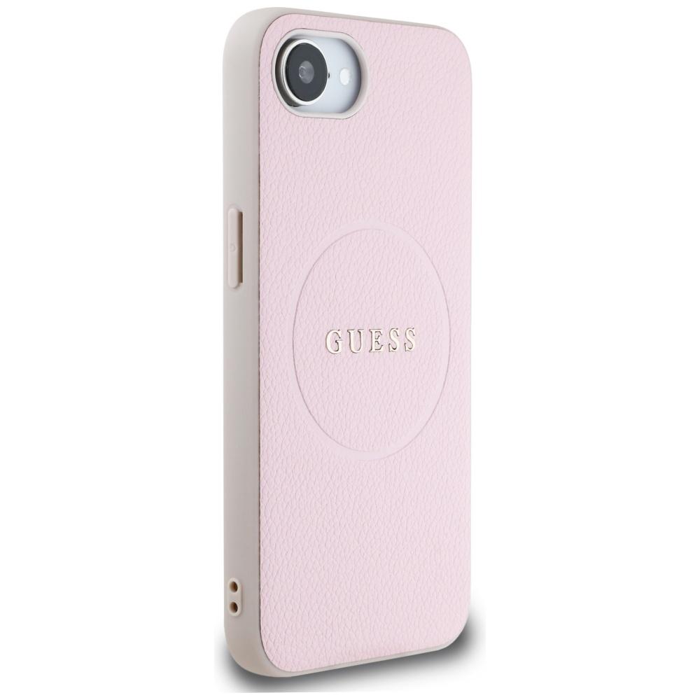 Guess Grained Ring MagSafe Case for iPhone 16e / 17e Pink