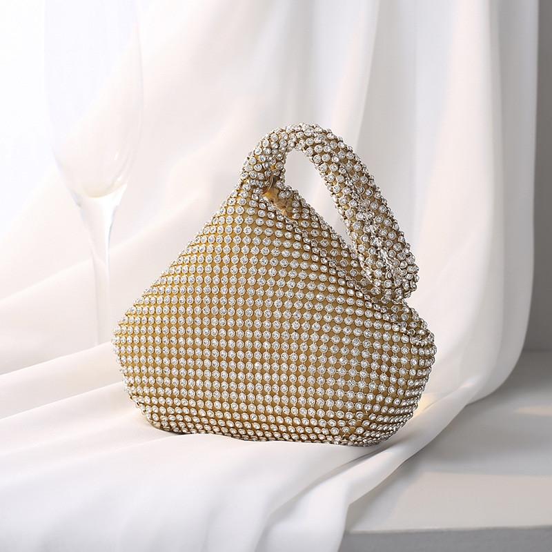Handmade Polyester Shell Shape Party Purse With Diamond Accents For Night Out