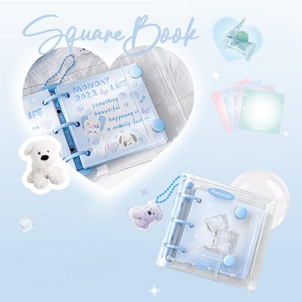Girls Coco Square Keyring Mini Diary 3 Hole Transparent Diary Binder Portable