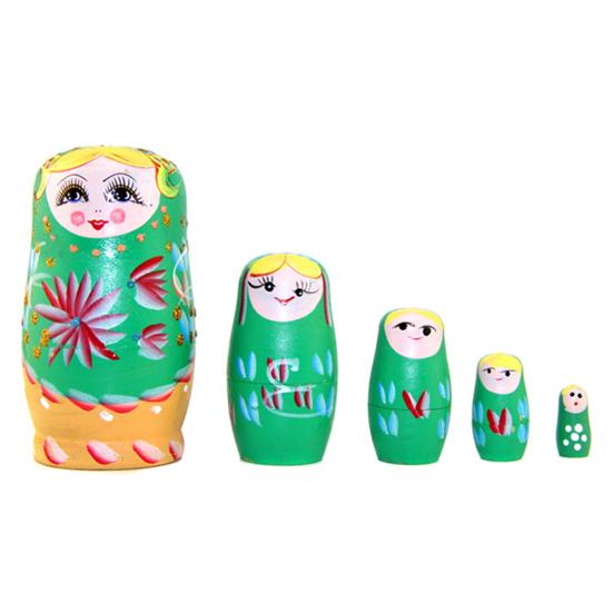 1 Set Nesting Doll Unique Pattern Wear Resistant Wood Girls Russian Stacking Dolls Desktop Decor for Home