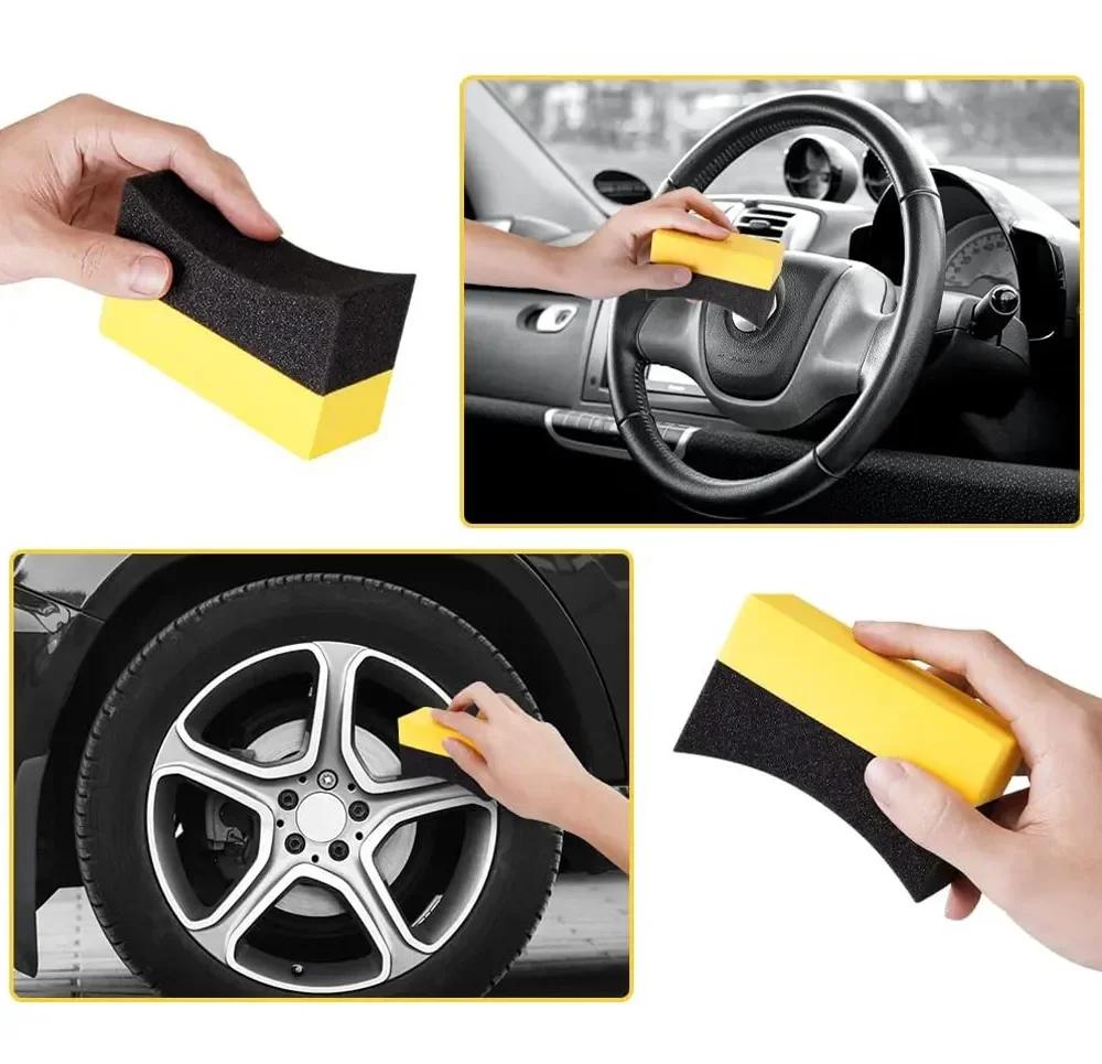 10pcs Auto Car Cleaning Sponge Brush Set Wheel Tire Wash Wipe Water Suction Pad Wax Polishing Tyre Care Brushes Tools