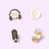 Kids Rock Earphone CDs Cartoon Brooch Backpack Decoration Music Enthusiast Badge Baking Paint Pin