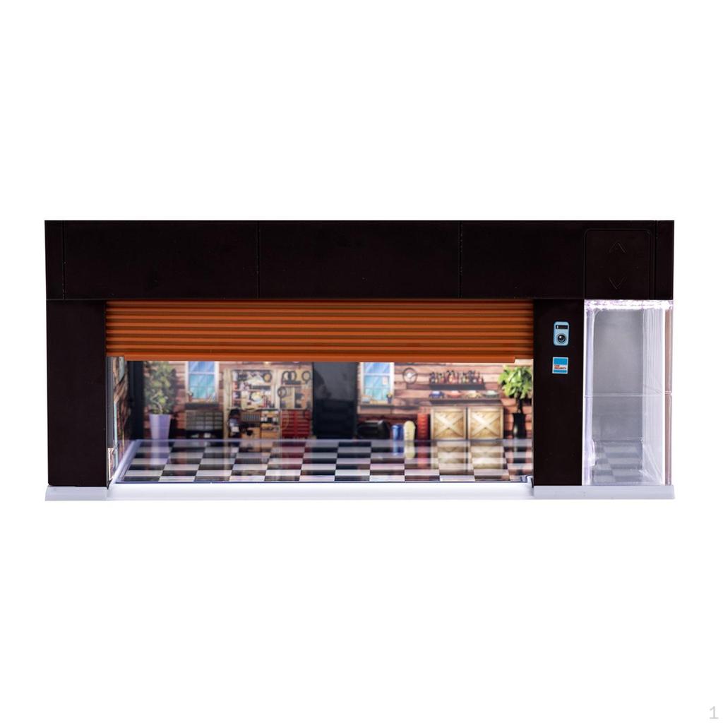 1/64 Car Diorama Display Case Lighted Diecast Vehicle Collector's Garage for Layout