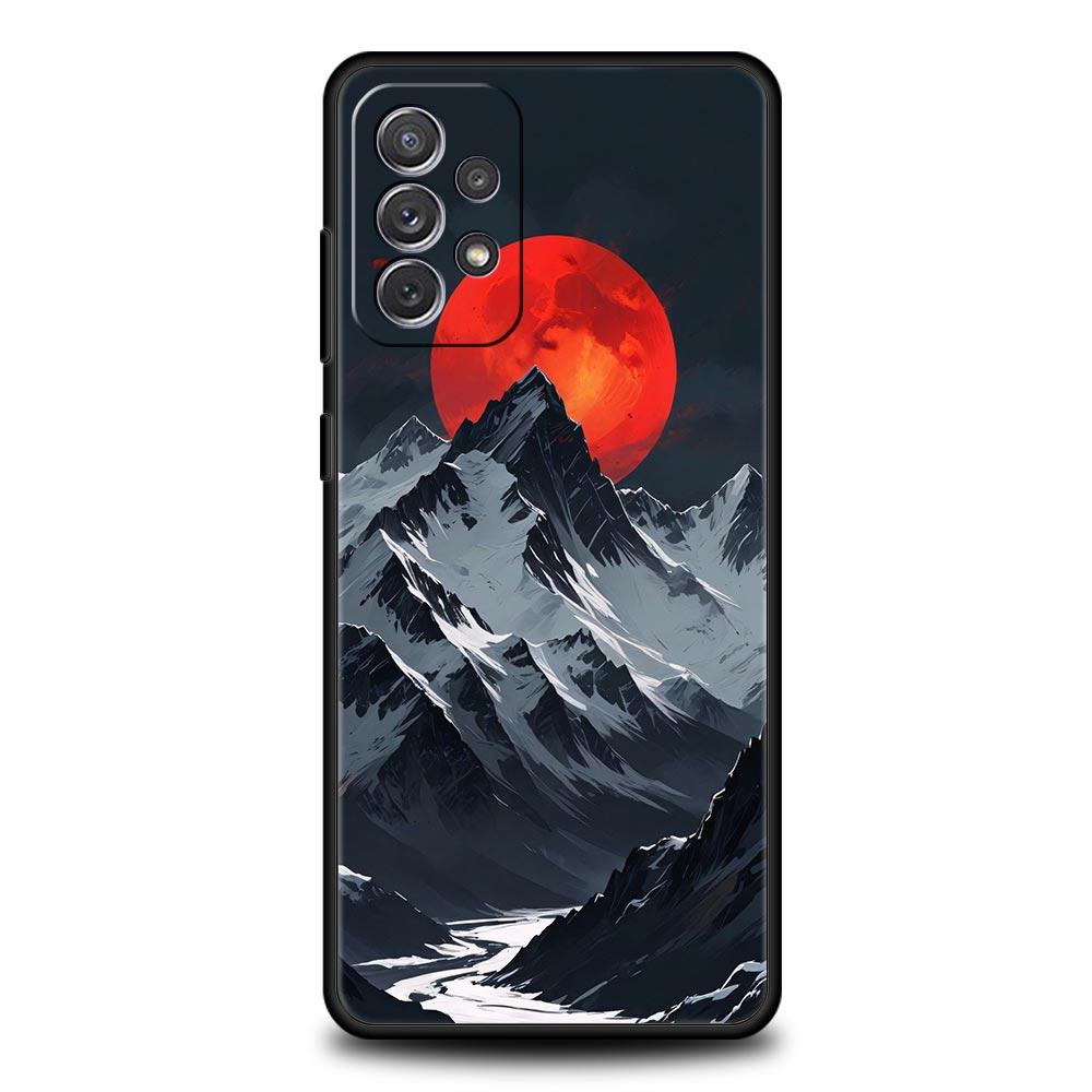 Черный чехол 'Горная вершина' для Samsung Galaxy A55 A35 A17 A07 A15 A13 A25 A51 A71 A72 A73 A32 A52 A52S A41 5G Мягкий ТПУ корпус