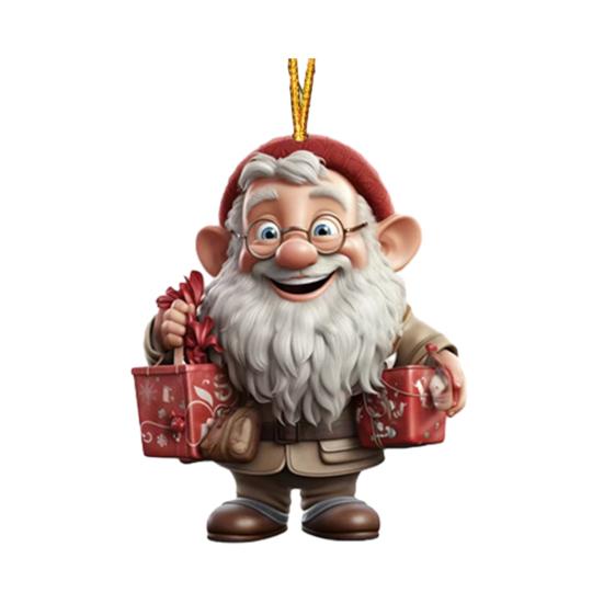 Рождественское украшение Дед Мороз 2D Акриловый мультяшный Санта с подарочной коробкой Украшение на рождественскую елку для рождественской елки Праздничный домашний декор