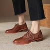 Fashion Women Genuine Leather Oxford Shoes Round Toe Black Brown Lady Lace Up Brogues Loafers Casual Shoes for Women Leather Shoes 2025