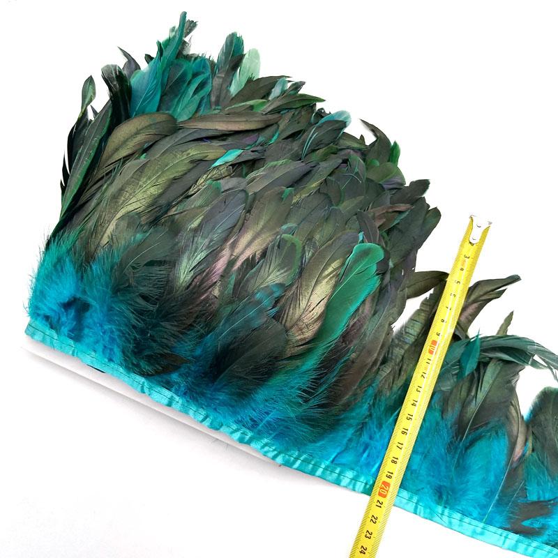 5-10Meter Natural Chicken Rooster Tail Feather Trims Fringe Plume for Needlework Sewing Accessories Decoration 13-18cm