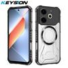 KEYSION Transparent Magnetic Case for TECNO Pova 6 Neo 4G Silicone+PC Heavy Duty Shockproof Phone Cover for for Tecno Pova 6 Neo 4G